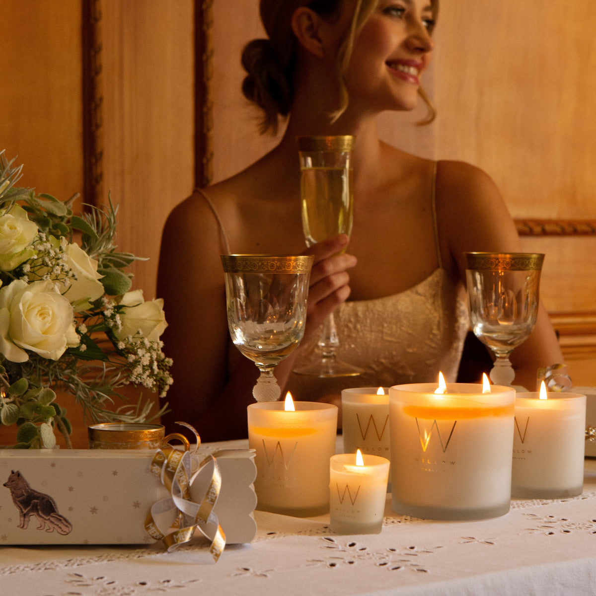 Natural Rose 3 Wick Candle